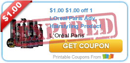 $1.00 off 1 LOreal Paris Adv. Hairstyling Product