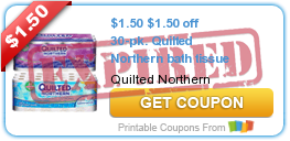 $1.50 off 30-pk. Quilted Northern bath tissue